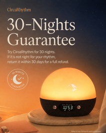 CircaRhythm sunrise and sunset alarm clock with 30-night money-back guarantee